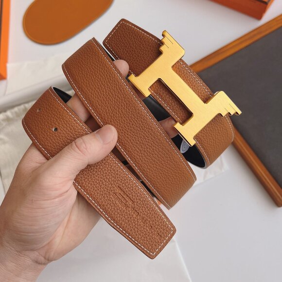 Hermes Constance G Engraved H Buckle Belt Genuine Leather Double-Sided Belt - Picture 1 of 7
